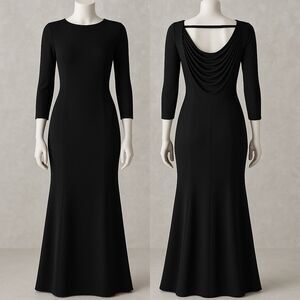 Vintage Janine Black Evening Gown Maxi Dress M USA Elegant Formal ClassyElegance